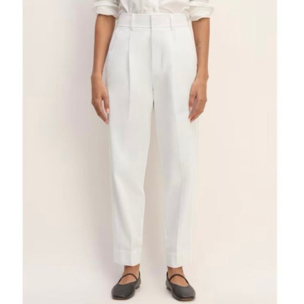 Everlane White High-Rise Pleated Trousers